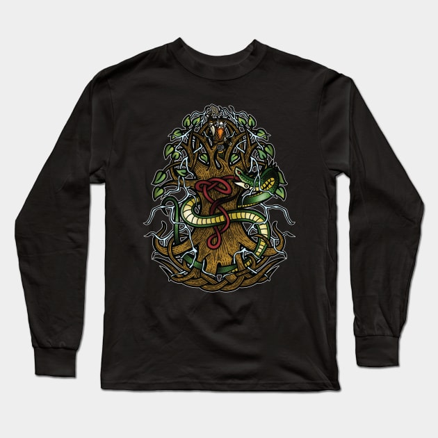 Yggdrasil Ragnarok (Full Color) Long Sleeve T-Shirt by celtichammerclub